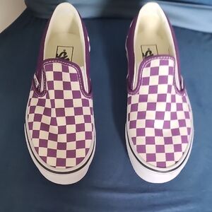 Vans Purple and White Checkered Sneakers
